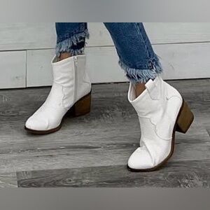 White Snake Ankle Zipper Bootie